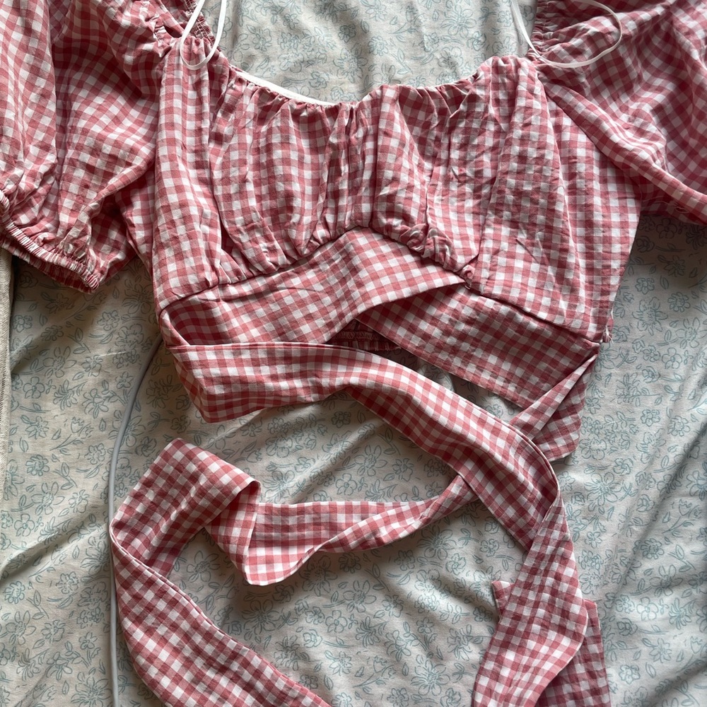 Altar'd State Pink Gingham Crop Top
